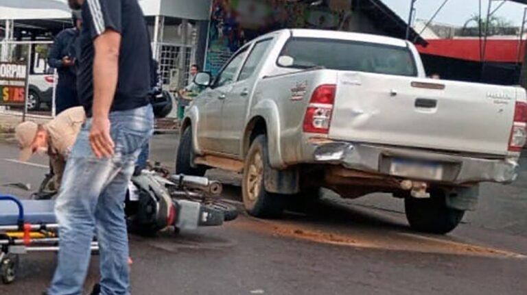 Motociclista fica ferido após acidente envolvendo três veículos em Sinop
