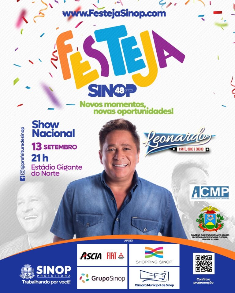 Festeja Sinop continua nesta terça-feira com show nacional de Leonardo
