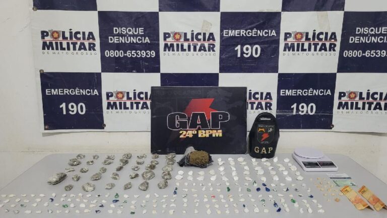 Mulher é presa pela PM com 257 porções de entorpecentes em Cuiabá
