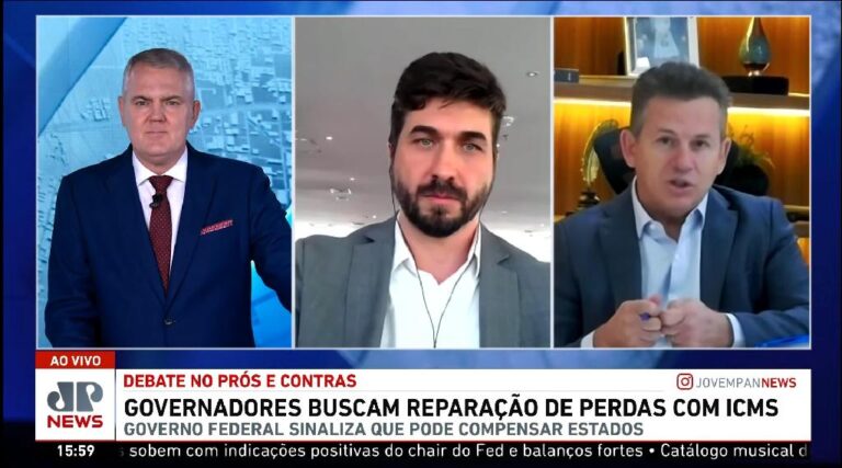 Em debate na Jovem Pan, governador defende compensação aos estados e municípios