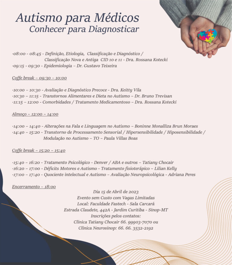 Sinop sediará capacitação gratuita para médicos sobre autismo; inscreva-se