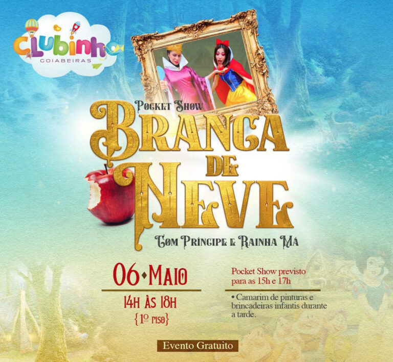FIM DE SEMANA – Pocket Show com a Branca de Neve promete divertir as crianças neste sábado (06), no Goiabeiras