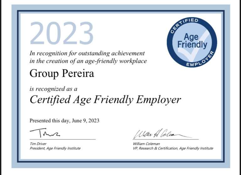 Grupo Pereira recebe selo Certified Age Friendly Employer