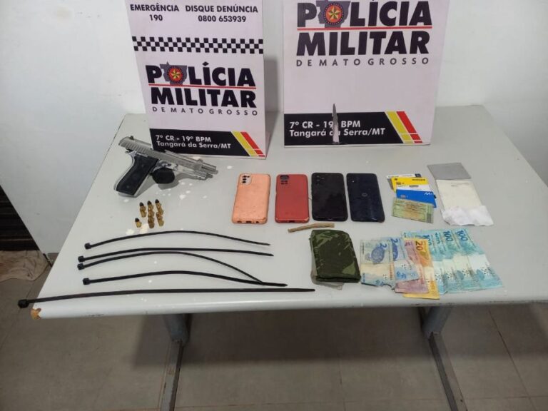 Menores armados são flagrados roubando empresa de tratores; arma e munições são apreendidas